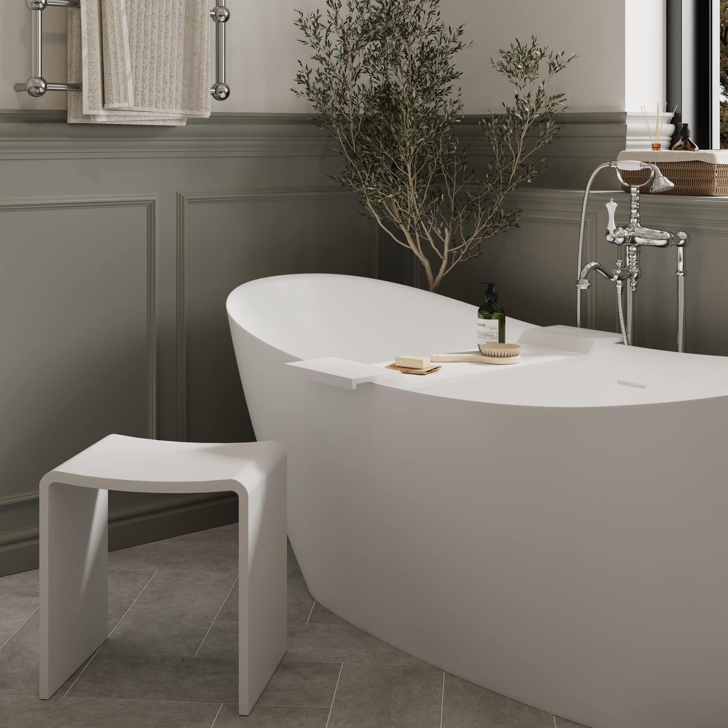 Willow Solid Surface Shower Stool