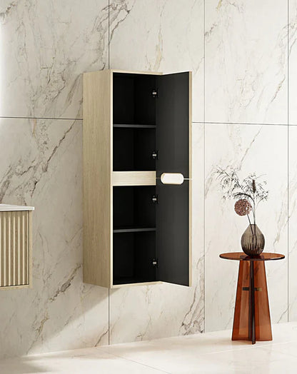 Fluted Rhea Tall Boy - Natural Oak - 400mm (L) x 222mm (W) x 500mm (H) / Natural Oak Tall Boy