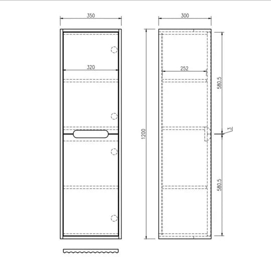 Fluted Rhea Tall Boy - Natural Oak - 400mm (L) x 222mm (W) x 500mm (H) / Natural Oak Tall Boy