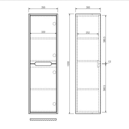 Fluted Rhea Tall Boy - Natural Oak - 400mm (L) x 222mm (W) x 500mm (H) / Natural Oak Tall Boy