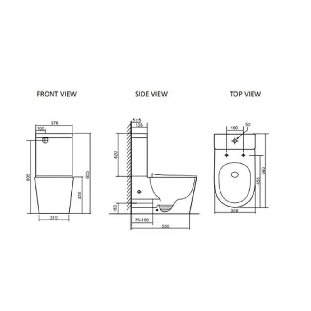 INSPIRE RADIANT RIMLESS TORNADO TOILET SUITE SLIM SEAT
