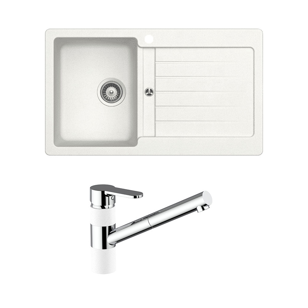 Schock Typos Single Bowl with Drainer & 400710A Pull Out Kitchen Mixer Alpina