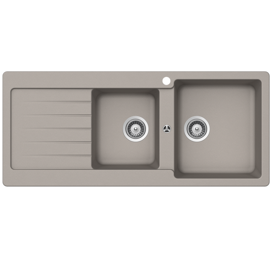 Abey SCHOCK Typos Topmount 1 & 3/4 Right Hand Bowl Sink & Drainer 1TH
