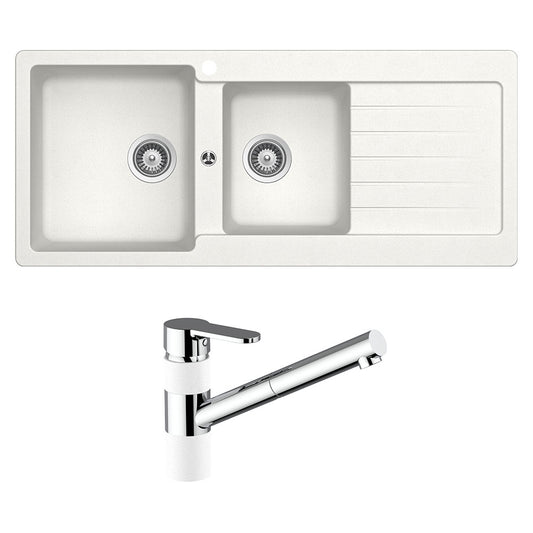 Schock Typos 1 & 3/4 Left Hand Bowl with Drainer 1TH & 400710A Kitchen Mixer Alpina