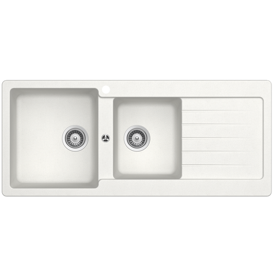 Abey SCHOCK Typos Topmount 1 & 3/4 Left Hand Bowl Sink & Drainer 1TH
