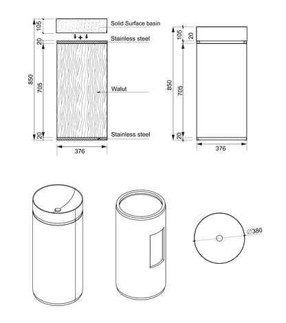 BELBAGNO TESORO FREESTANDING PEDESTAL BASIN  380MM X 850MM