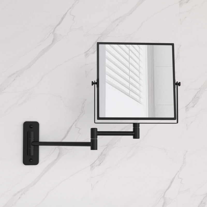 200mm ThermoGroup Square Makeup Mirror 1&5x Magnification Matt Black/Chrome