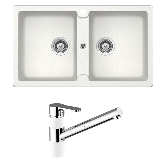 Schock Typos Double Bowl & 400710A Pull Out Kitchen Mixer Alpina