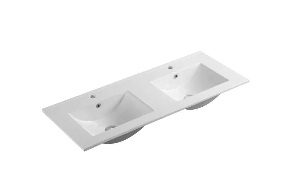 Paris 1500mm Wall-Hung Vanity - Walnut Woodmatt - 1500mm / Brushed Brass / Walnut Woodmatt Cabinet & Double Bowl Ceramic Top