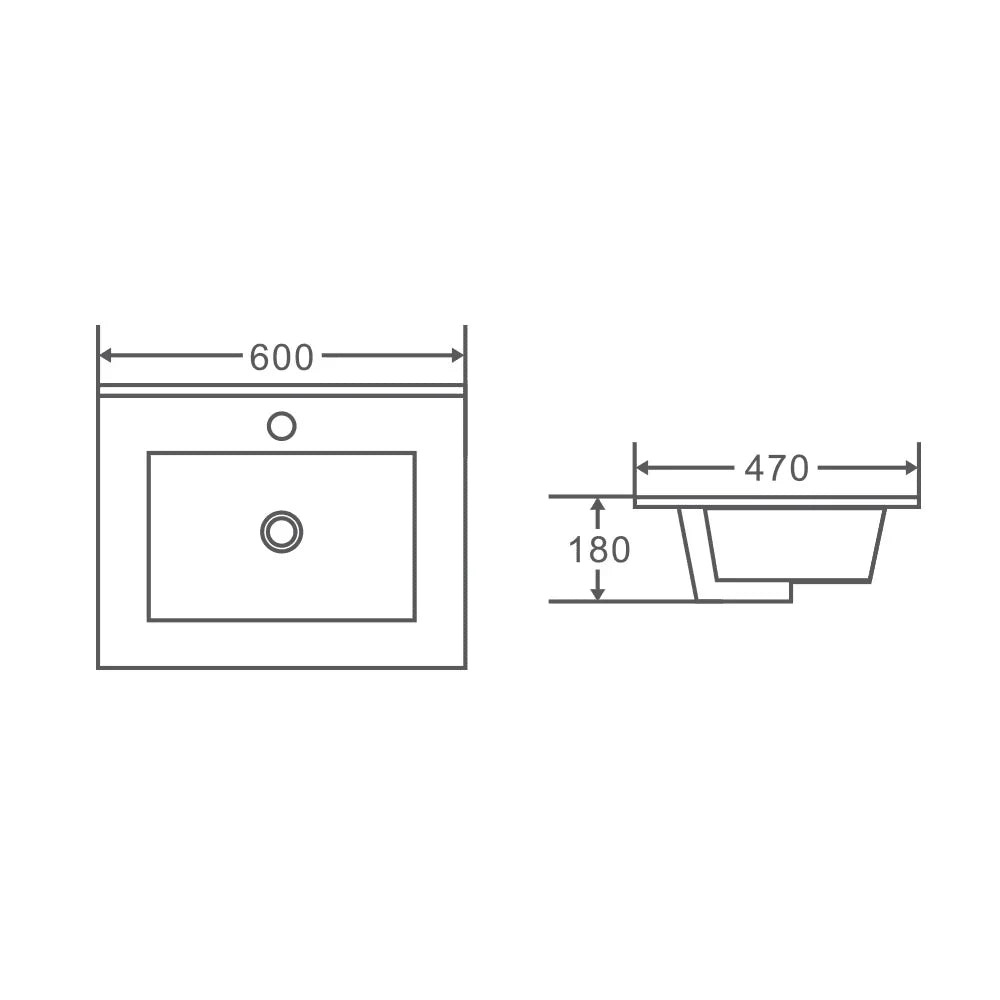 BIANCA 600mm PVC Freestanding Vanity - 600mm / Cabinet + Ceramic Top / Kickboard