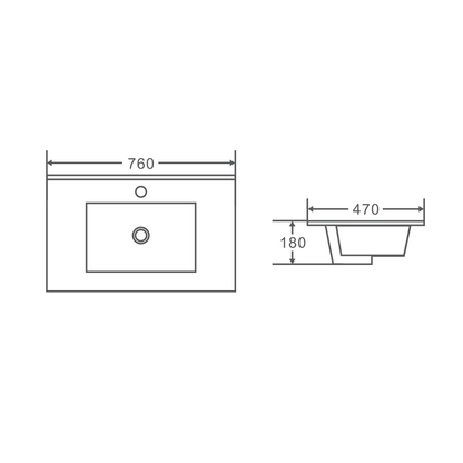 BIANCA 750mm PVC Wall-Hung Vanity (LHD) and (RHD) - 750mm / Light-Hand Drawer / Drawer Cabinet Only