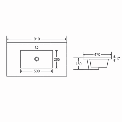 BIANCA 900mm MDF Wall-Hung Vanity (LHD) (+ OP 90)