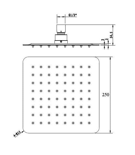 INSPIRE TARAN  SHOWER HEAD SQUARE 250MM