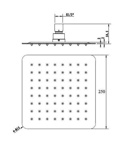 INSPIRE TARAN  SHOWER HEAD SQUARE 250MM GUN METAL