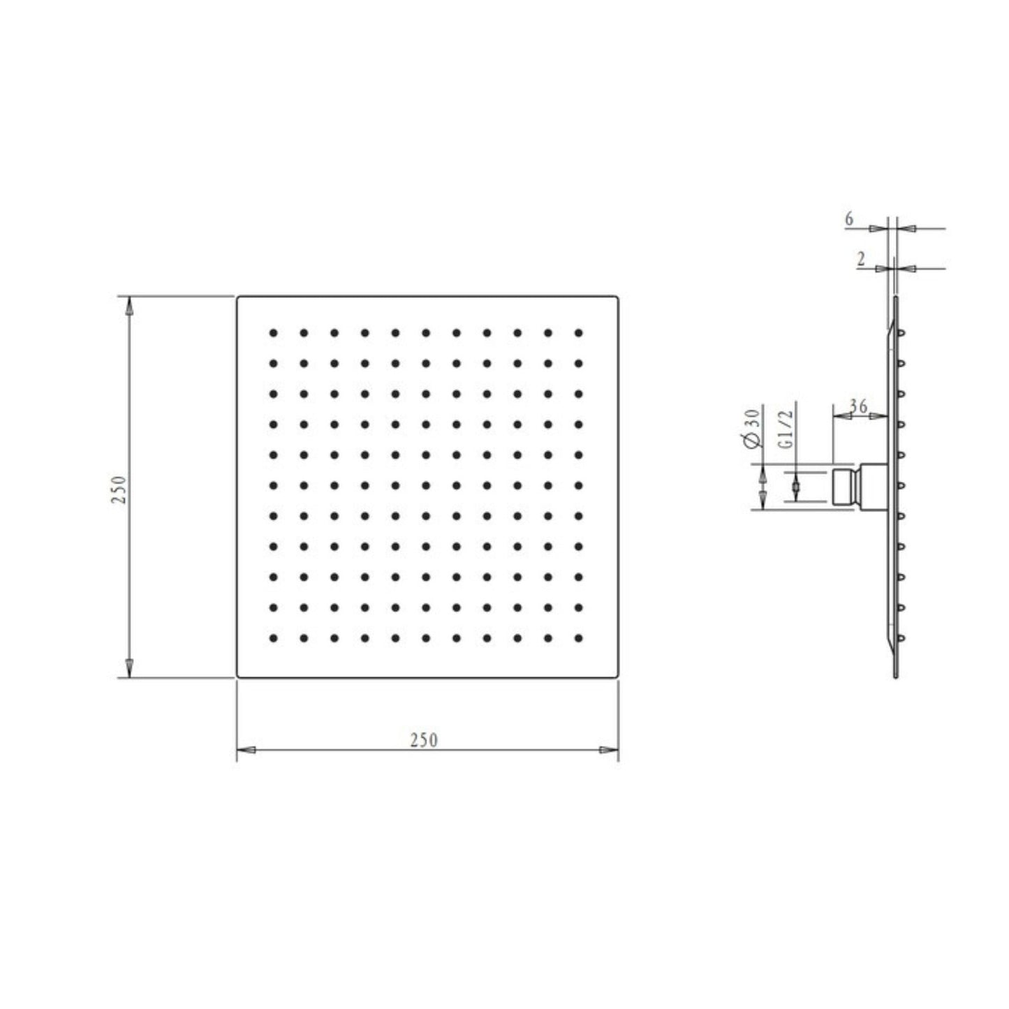 INSPIRE TARAN TWIN SHOWER ON RAIL WITH SINGLE HOSE TOP INLET 250MM