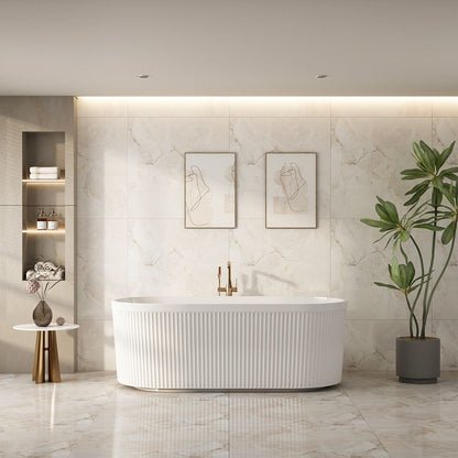 Tyler Freestanding Fluted Bathtub - 1700mm / Gloss White