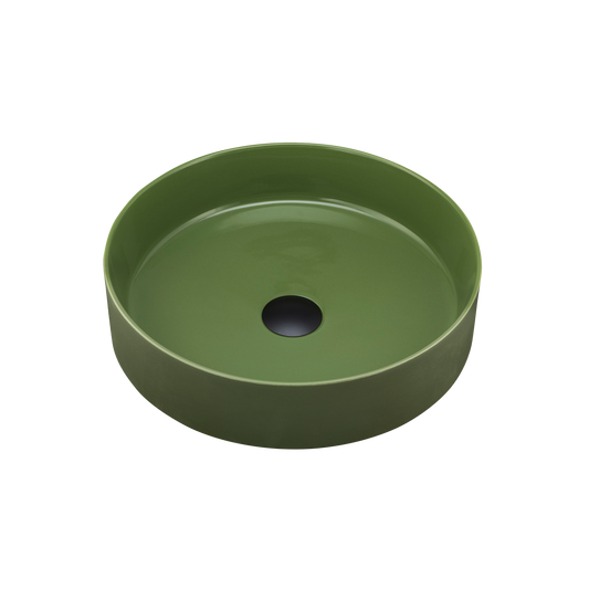 Oliveri Terzofoco Short Circular Counter Top Basin Olive Green