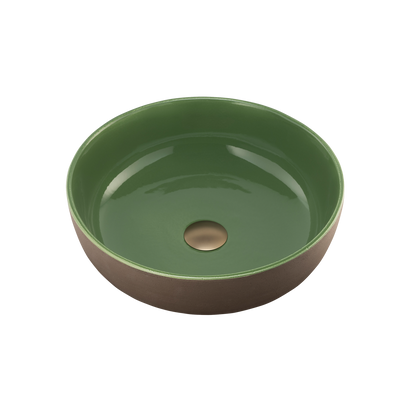 Oliveri Terzofoco Curved Counter Top Basin Natural Earth and Sage Green