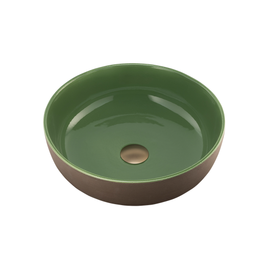 Oliveri Terzofoco Curved Counter Top Basin Natural Earth and Sage Green