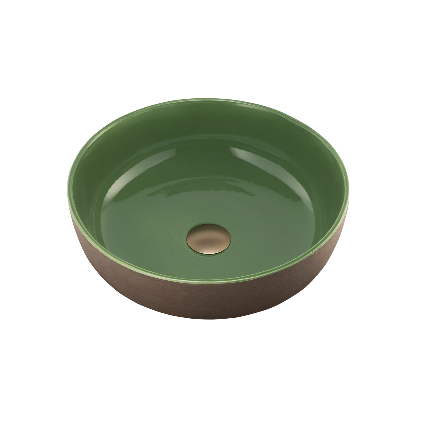 Oliveri Terzofoco Curved Counter Top Basin Natural Earth and Sage Green