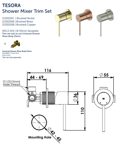 Tesora Wall Mixer (Multiple Finish Options)
