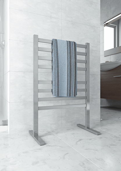 FS55E Straight Flat Free-Standing Polished Heated Towel Rail
