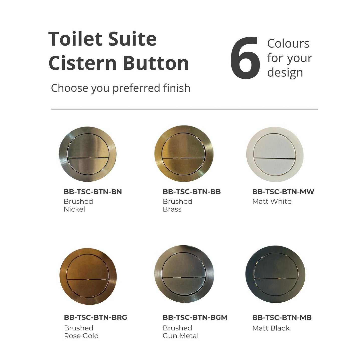 BELBAGNO TOILET SUITES ROUND FLUSH BUTTON 55MM BRUSHED