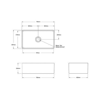 Turner Hastings Novi 75 x 46 Fine Fireclay Butler Sink