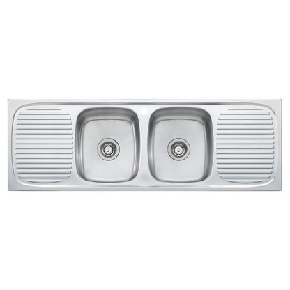 Oliveri Ultraform Double Bowl Sink With Double Drainer Stainless Steel