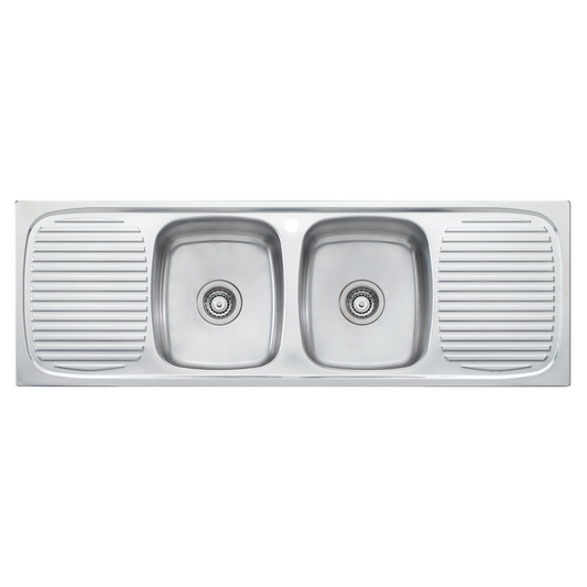 Oliveri Ultraform Double Bowl Sink With Double Drainer Stainless Steel