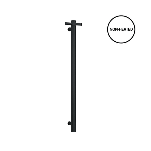 UVS900HB Matt Black Round Non-Heated Vertical Single Towel Rail