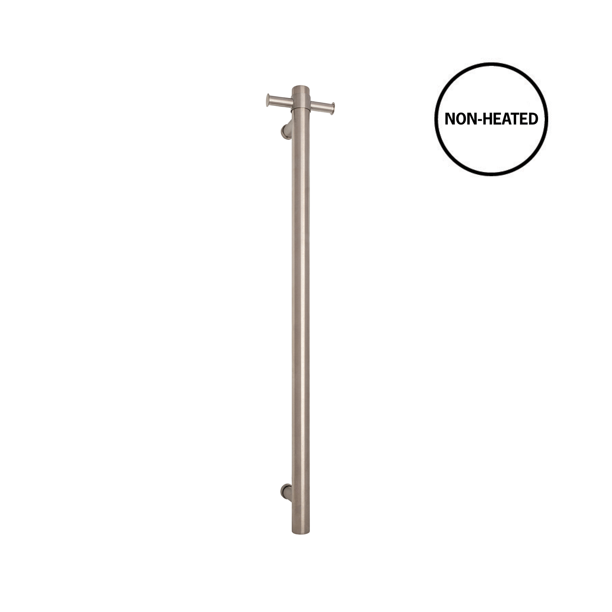 UVS900HBR Brushed Round Non-Heated Vertical Single Towel Rail