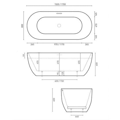 DECINA VALENTINA FREESTANDING BATH MATTE WHITE (AVAILABLE IN 1500MM AND 1700MM)