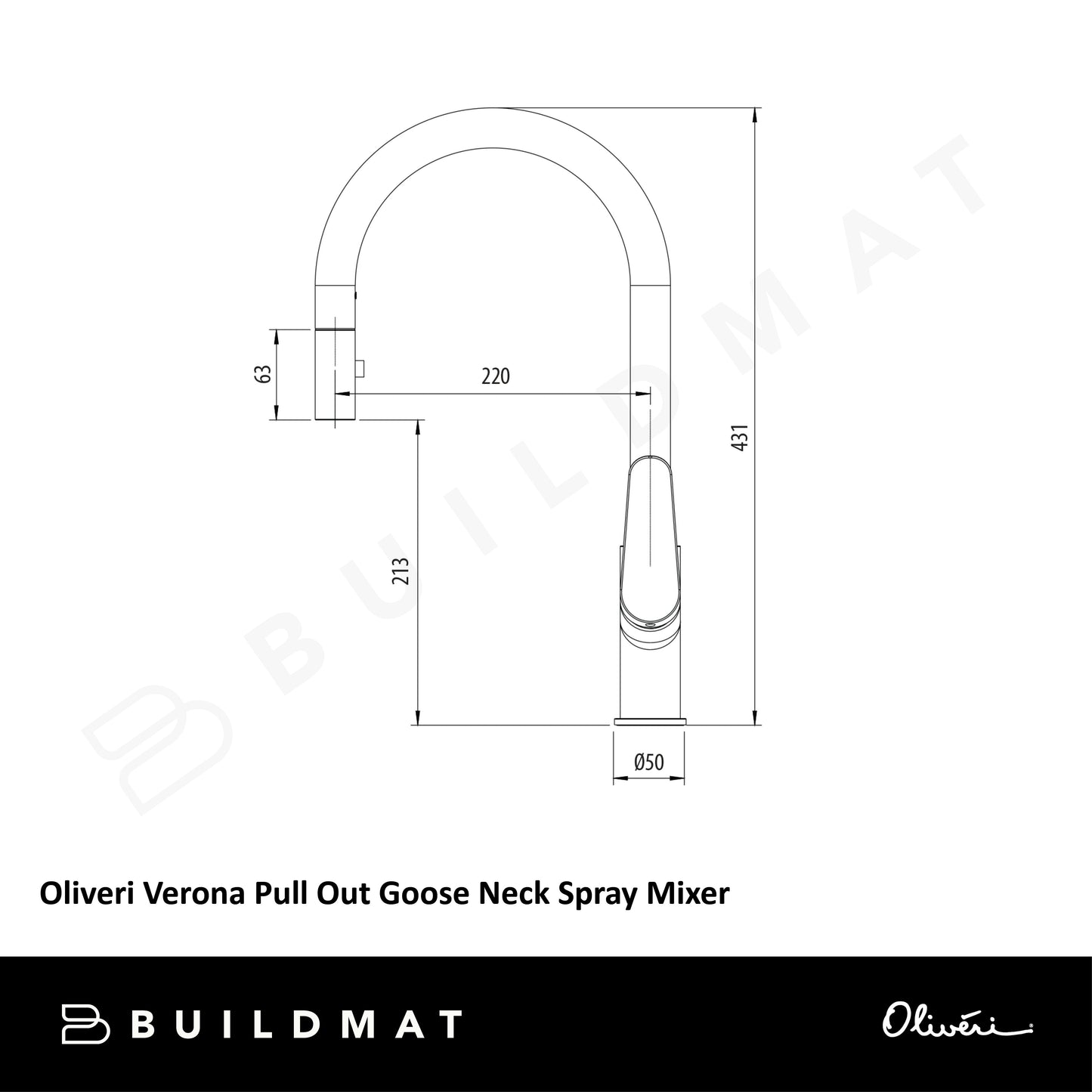 Oliveri Verona Pull Out Goose Neck Spray Mixer White
