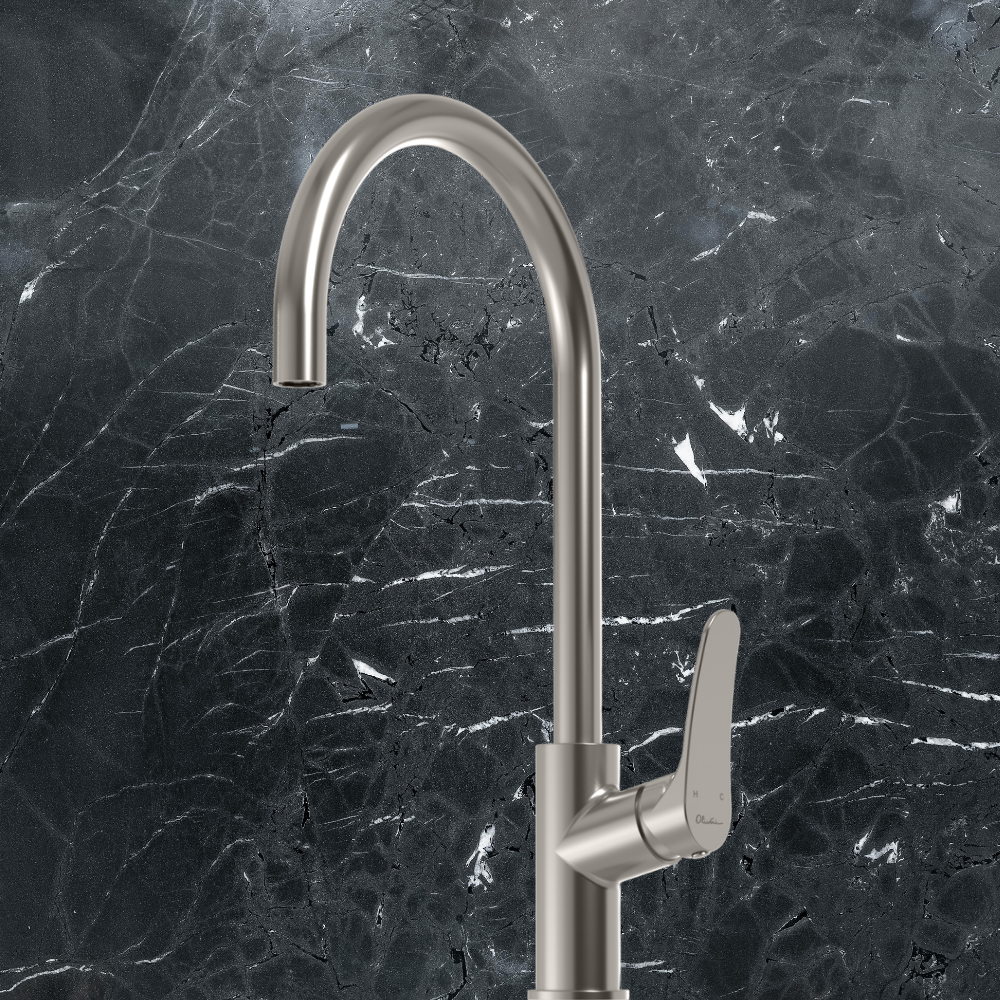 Oliveri Verona Gooseneck Mixer Brushed Nickel Lead Free
