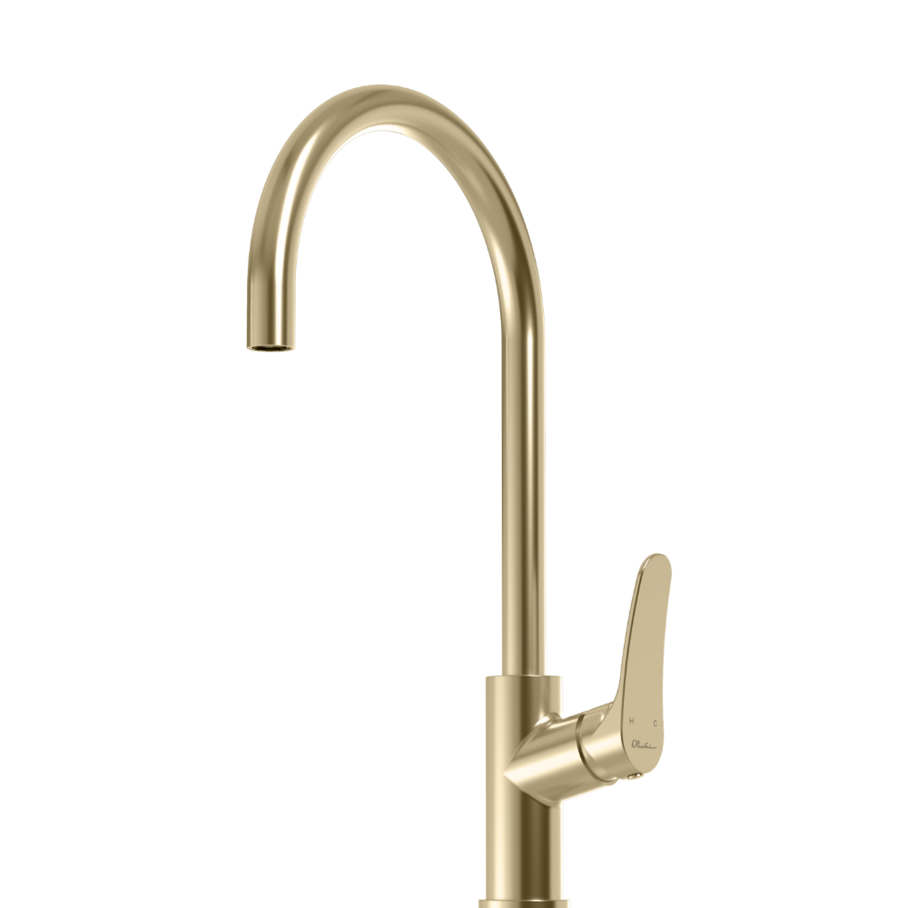 Oliveri Verona Goose Neck Mixer Classic Gold Lead Free