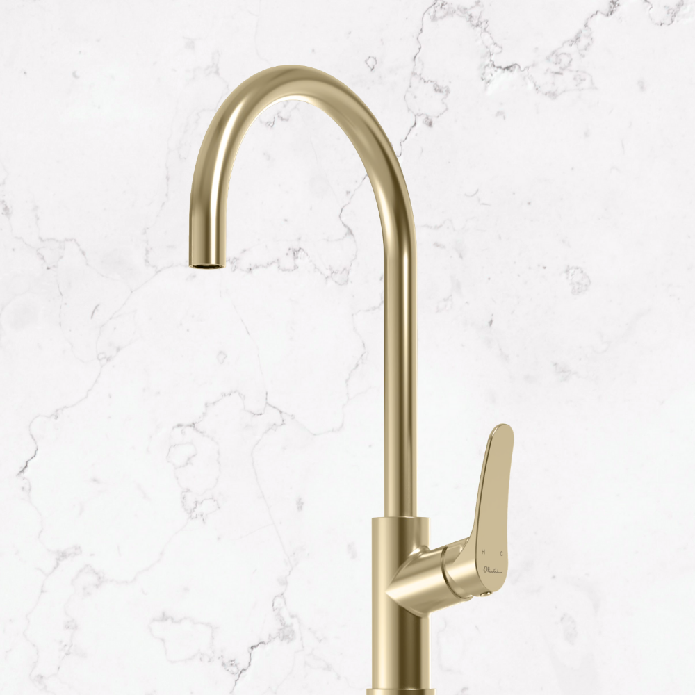 Oliveri Verona Goose Neck Mixer Classic Gold Lead Free