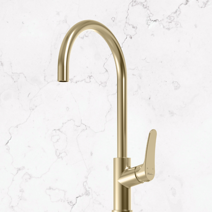 Oliveri Verona Goose Neck Mixer Classic Gold Lead Free