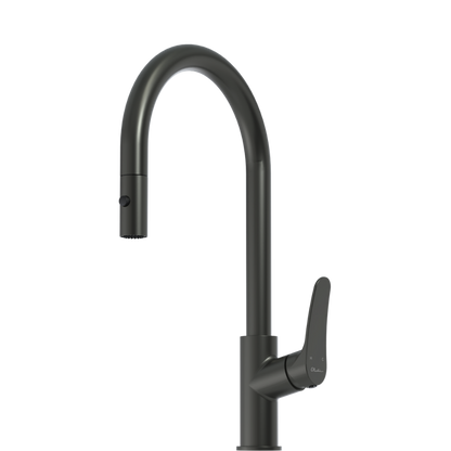 Oliveri Verona Pull Out Goose Neck Spray Mixer Gunmetal Lead Free