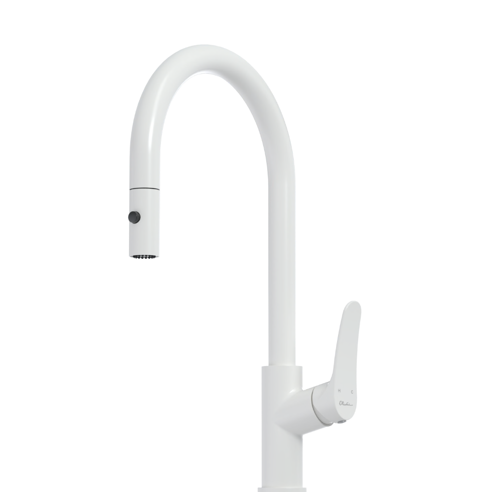 Oliveri Verona Pull Out Goose Neck Spray Mixer White