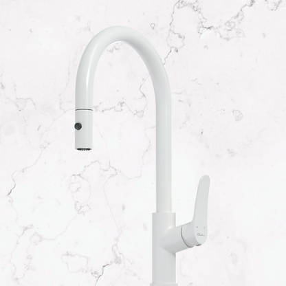 Oliveri Verona Pull Out Goose Neck Spray Mixer White