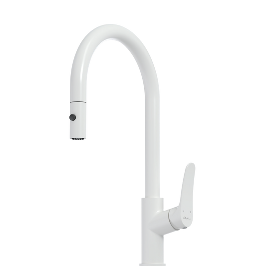 Oliveri Verona Pull Out Goose Neck Spray Mixer White