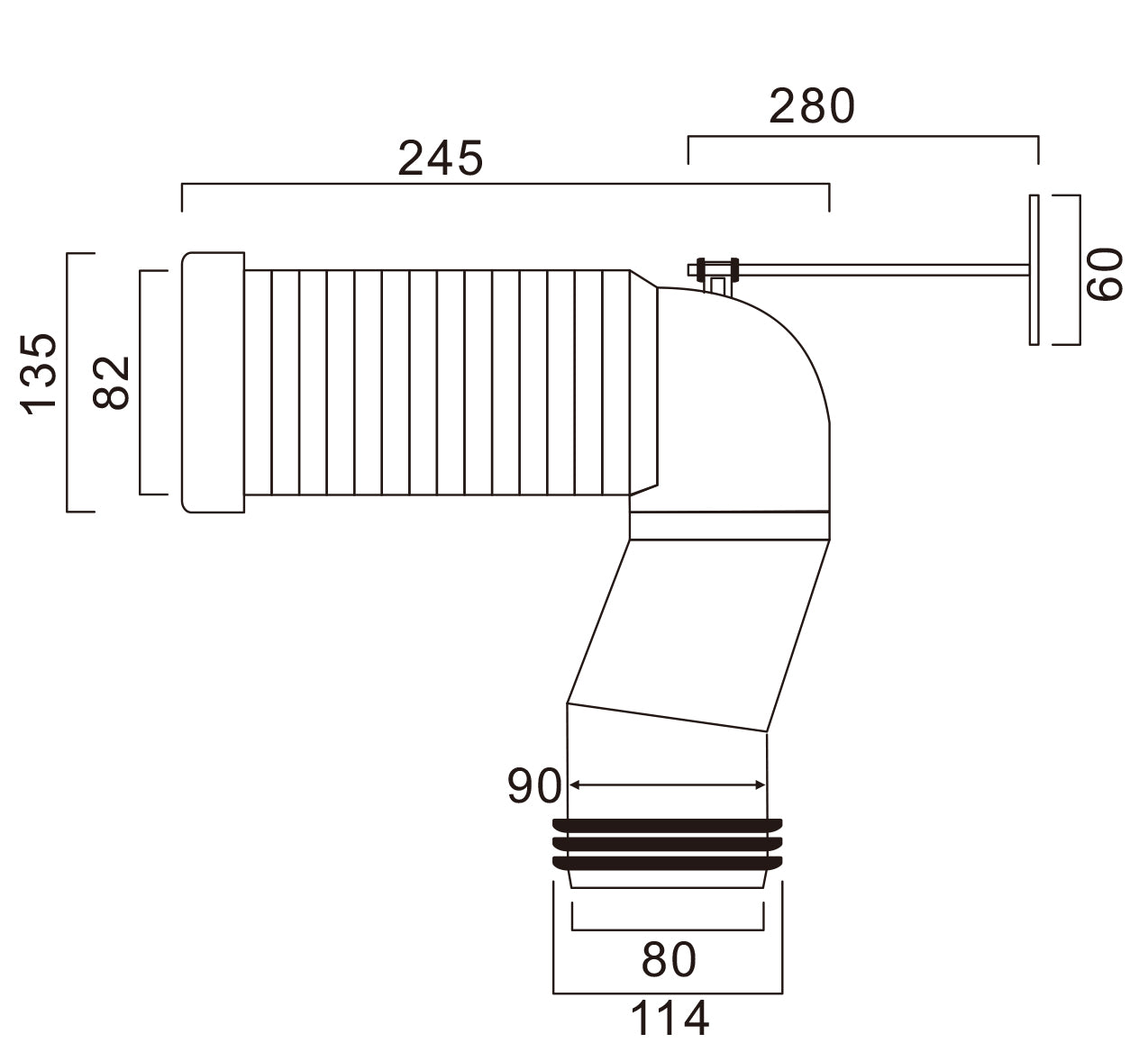 S-Trap Set-Out Pipe 100-220mm