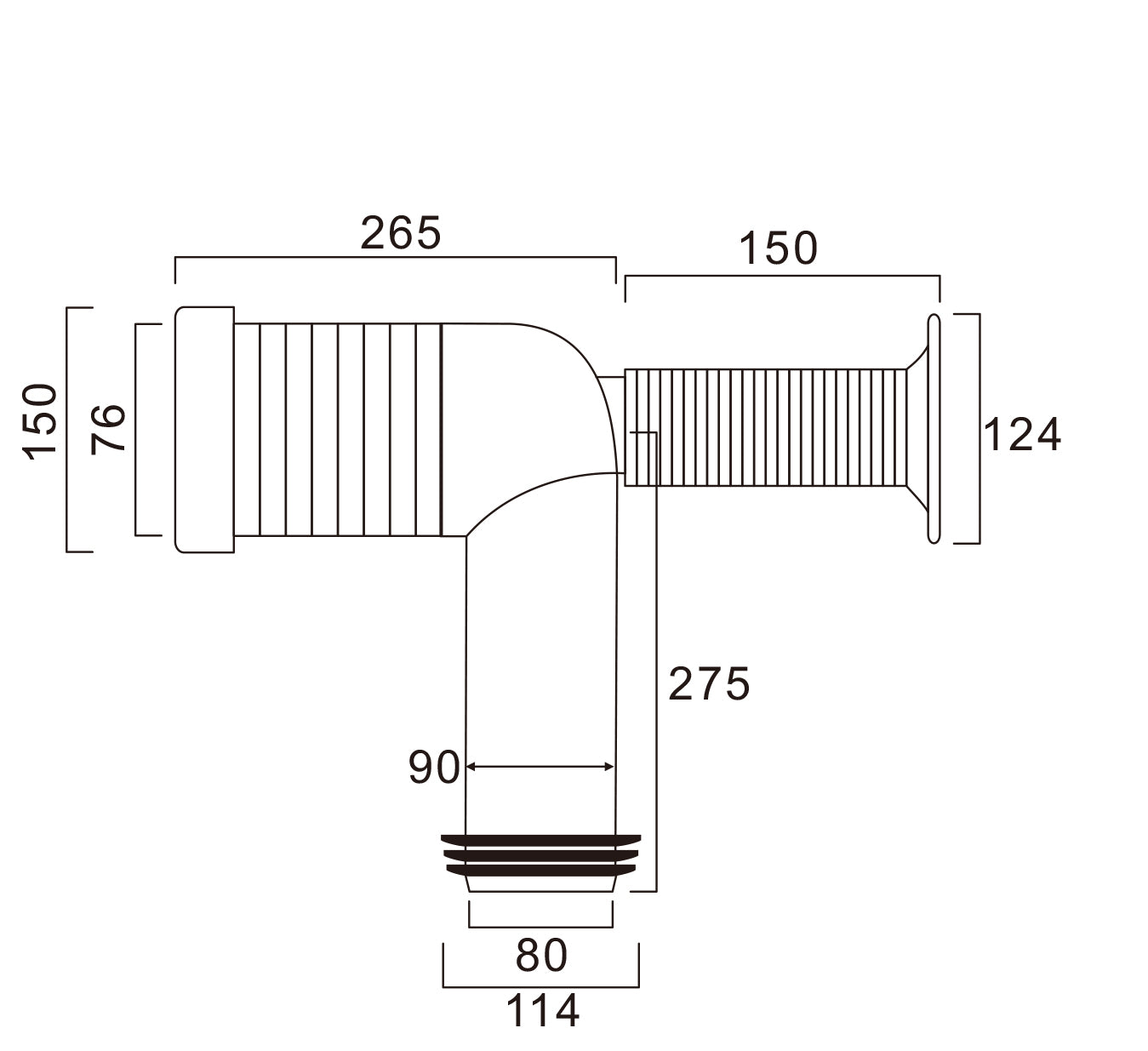 S-Trap Set-Out Pipe 60-160mm