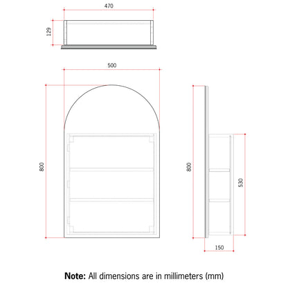 Thermogroup VC5080W Arch White Mirror Cabinet