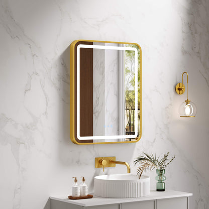 Venus 600×750 / 750×900 / 1200×750mm LED Rectangular Mirror – Brushed Gold Frame