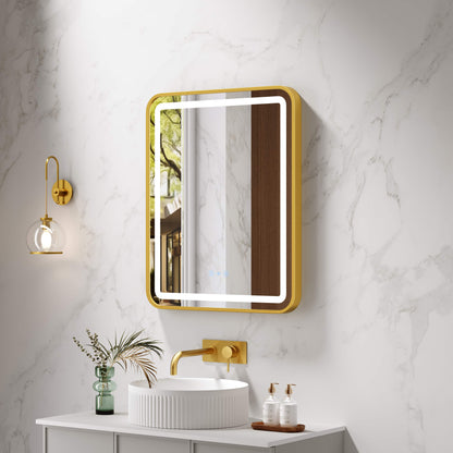Venus 600×750 / 750×900 / 1200×750mm LED Rectangular Mirror – Brushed Gold Frame