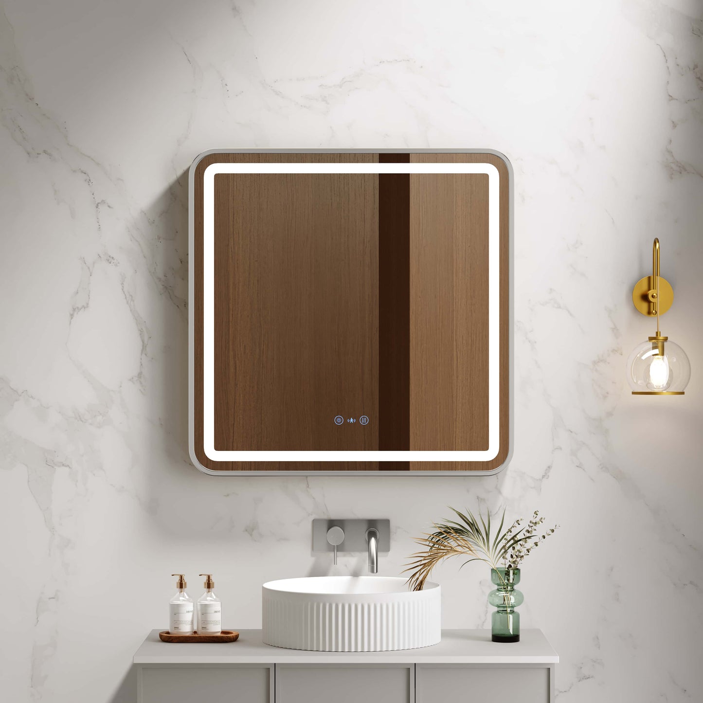 Venus 600×750 / 750×900 / 1200×750mm LED Rectangular Mirror – Brushed Nickel Frame - 750x900mm / Brushed Nickel
