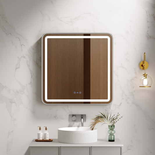 Venus 600×750 / 750×900 / 1200×750mm LED Rectangular Mirror – Brushed Nickel Frame - 750x900mm / Brushed Nickel