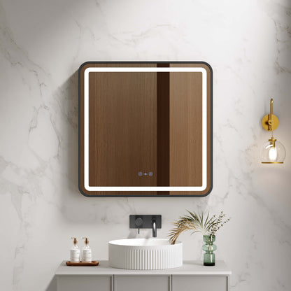 Venus 600×750 / 750×900 / 1200×750mm LED Rectangular Mirror – Matt Black Frame - 750x900mm / Matt Black
